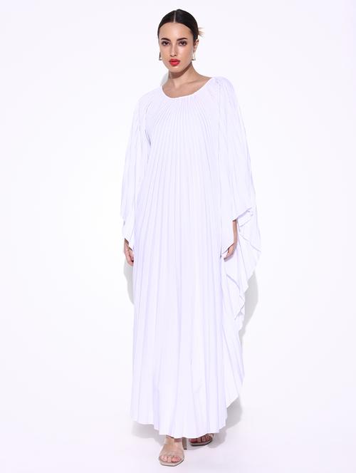 Women White Solid Fit & Flare Dress - 21643135 - Very Small Image - 1