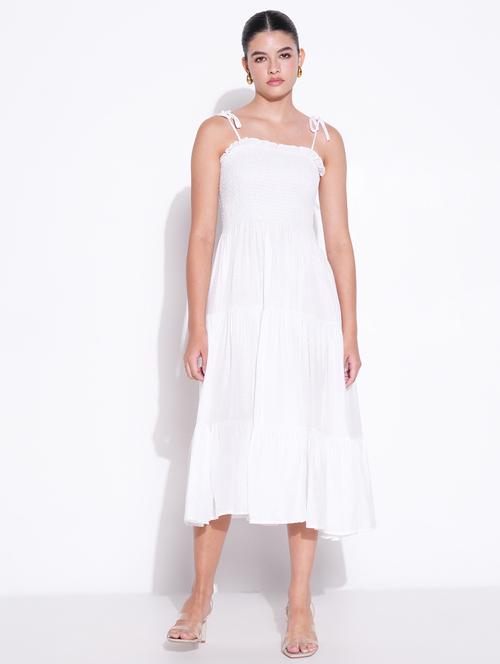 wome solid shoulder strap tiered dress - 21643156 - Very Small Image - 1