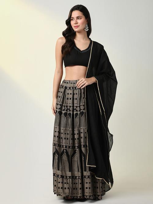 women black printed lehenga choli with dupatta - 21643204 - Very Small Image - 1