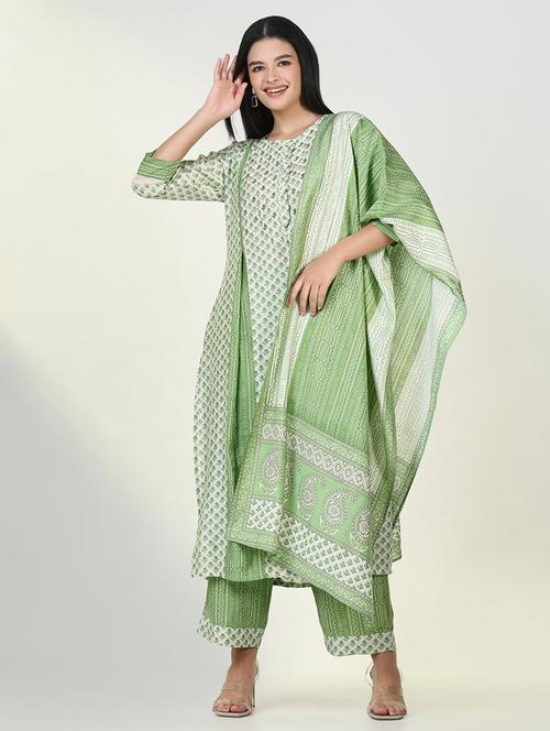 women three quarter sleeve kurta pant with dupatta set - 21643214 - Very Small Image - 1