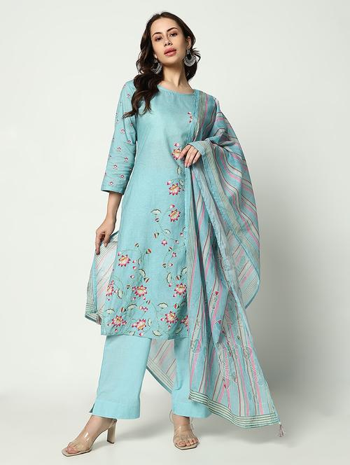 women three quarter sleeve kurta pant with dupatta set - 21643233 - Very Small Image - 1