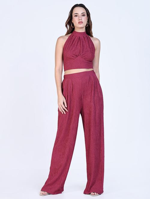 women solid top and palazzo co-ord set - 21643291 - Very Small Image - 1