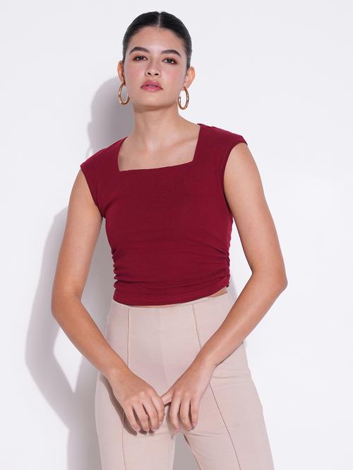 women solid sleeveless crop top - 21643397 - Very Small Image - 1