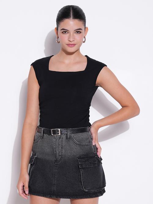 women solid sleeveless crop top - 21643398 - Very Small Image - 1