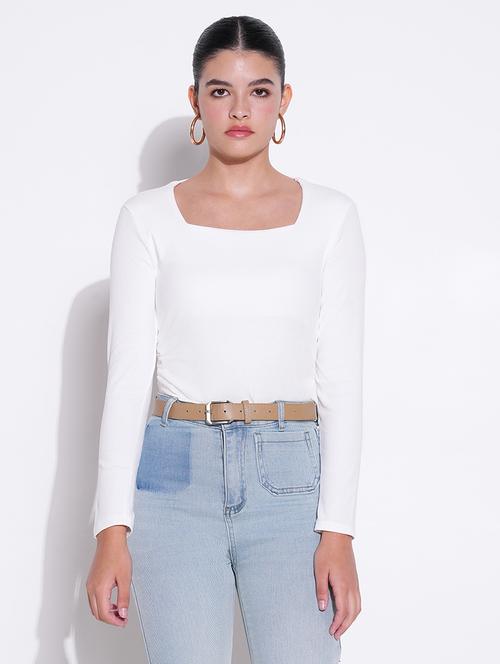 women white solid long sleeve top - 21643399 - Very Small Image - 1
