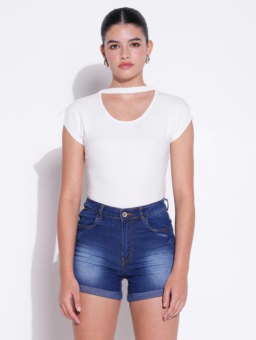 women solid chocker neck regular top - 21643428 - Very Small Image - 1