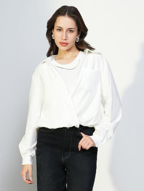 women white solid long sleeve top - 21643436 - Very Small Image - 1