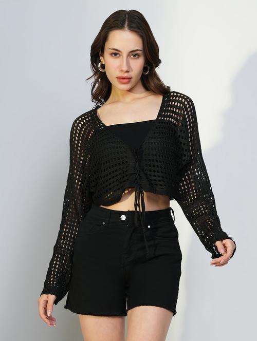 women crochet detailed long sleeves top with slip - 21643481 - Very Small Image - 1