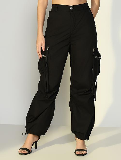 women solid high rise cargos  - 21643533 - Very Small Image - 1