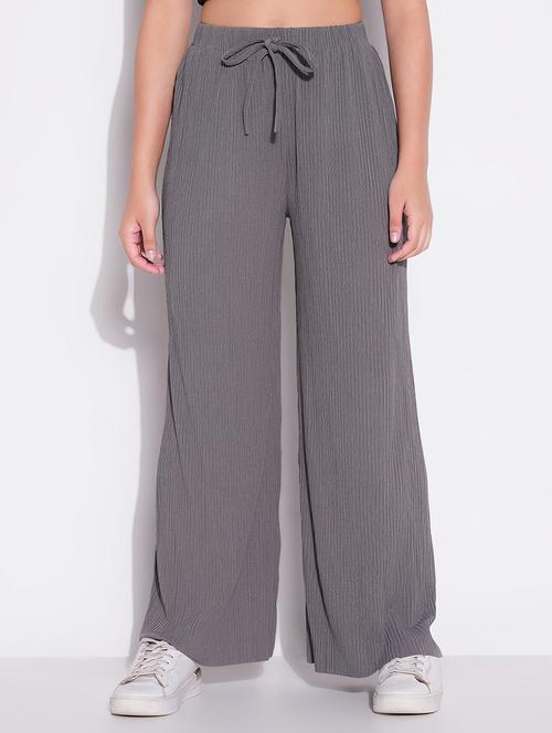 women solid high rise wide leg trouser - 21643538 - Very Small Image - 1