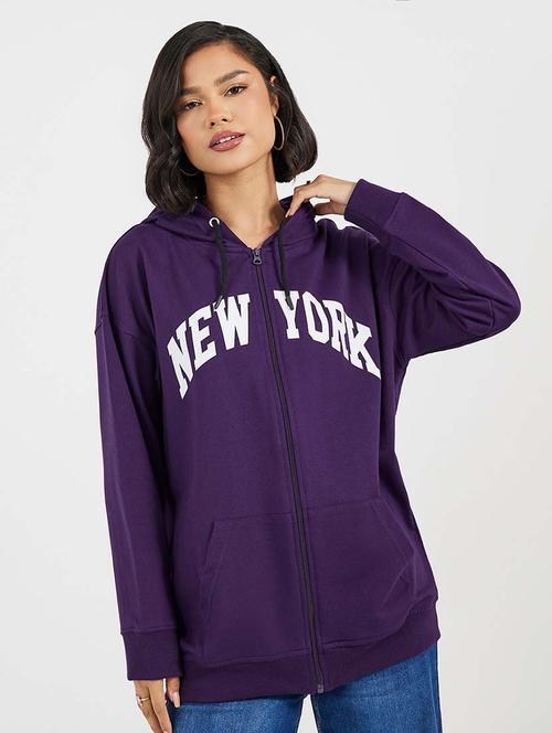purple cotton front print sweatshirt - 21643722 - Very Small Image - 1