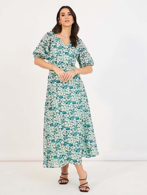 women florals notch neck a-line dress - 21643750 - Very Small Image - 1