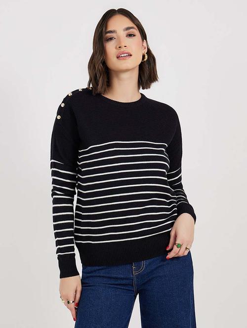 women striped long sleeves pullover - 21643807 - Very Small Image - 1