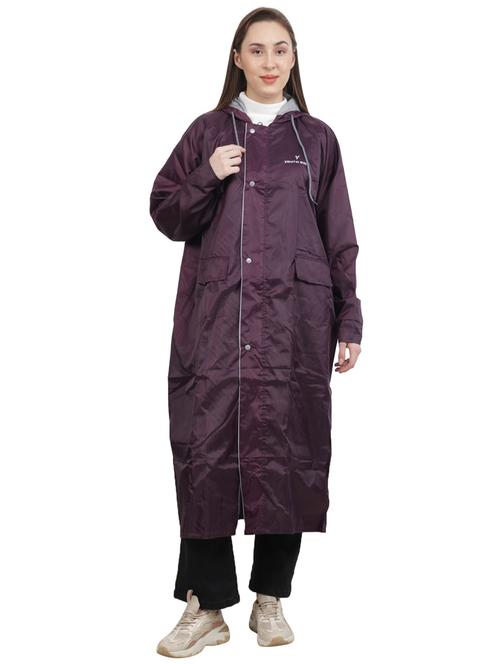 women solid hooded full length rain coat  - 21643856 - Very Small Image - 1