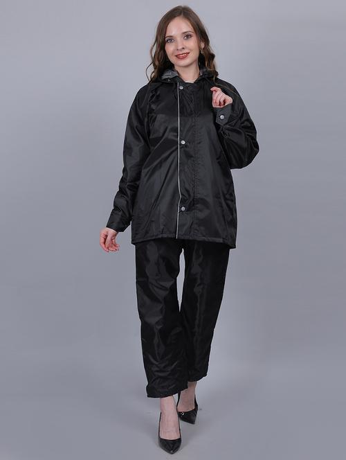 women solid hooded rain suit set   - 21643869 - Very Small Image - 1