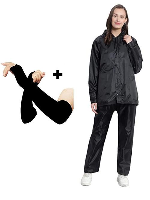 women solid hooded rain suit with hand gloves   - 21643883 - Very Small Image - 1