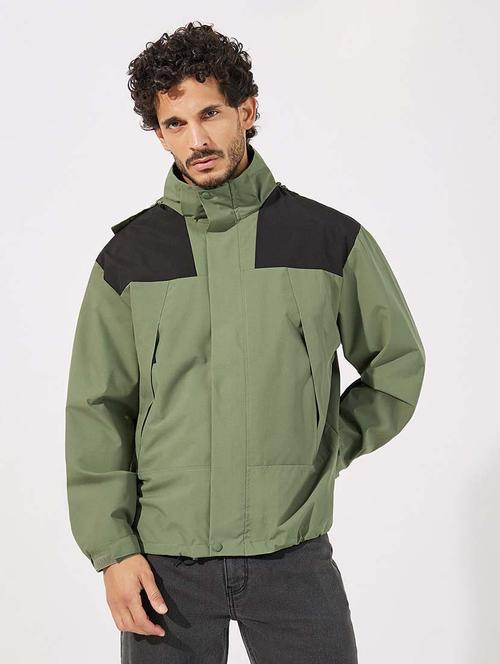 men long sleeves color block casual jacket - 21643887 - Very Small Image - 1