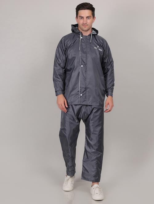 men solid hood neck reversible rain suit set - 21643903 - Very Small Image - 1