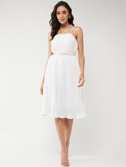 women white solid a-line dress - 21643996 - Very Small Image - 1