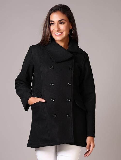 women solid double-breasted overcoat - 21644079 - Very Small Image - 1