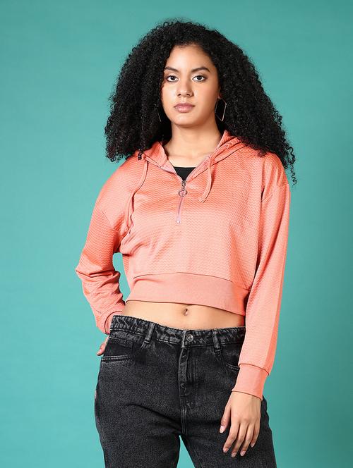 women solid long sleeve cropped sweatshirts - 21644105 - Very Small Image - 1
