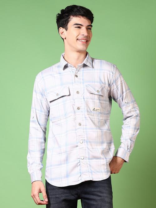 men checkered long sleeve casual shirt - 21644166 - Very Small Image - 1