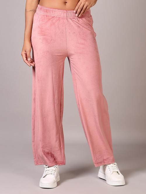 women pink solid mid rise straight trouser - 21644171 - Very Small Image - 1