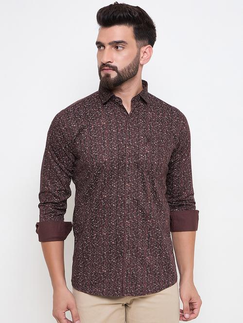 men slim fit printed long sleeve casual shirt - 21644302 - Very Small Image - 1