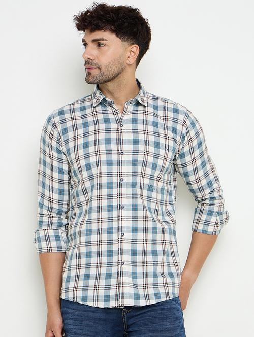 men slim fit checkered long sleeve casual shirt - 21644305 - Very Small Image - 1