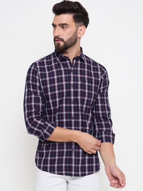 men slim fit checkered long sleeve casual shirt - 21644324 - Very Small Image - 1