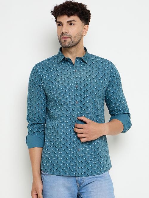 men slim fit printed long sleeve casual shirt - 21644333 - Very Small Image - 1