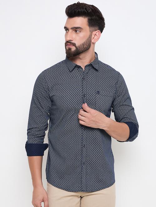 men slim fit printed long sleeve casual shirt - 21644341 - Very Small Image - 1