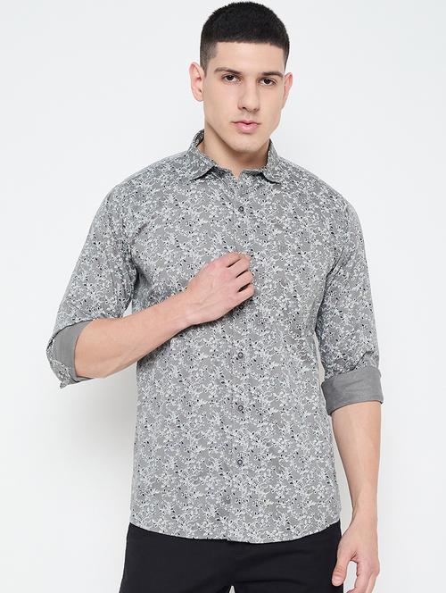 men slim fit printed long sleeve casual shirt - 21644348 - Very Small Image - 1