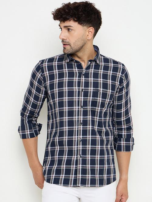 men slim fit checkered long sleeve casual shirt - 21644352 - Very Small Image - 1