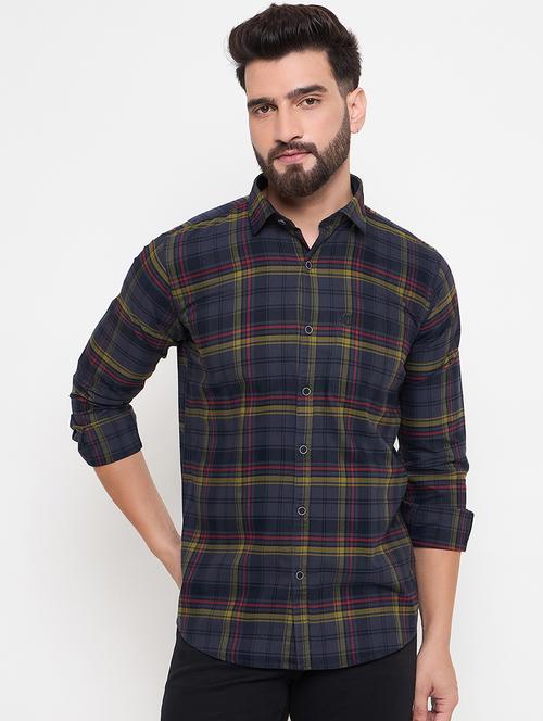 men slim fit checkered long sleeve casual shirt - 21644357 - Very Small Image - 1