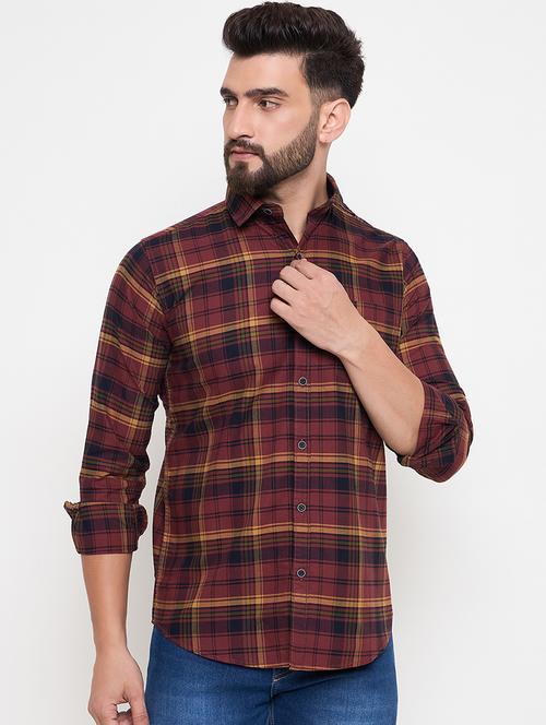 men slim fit checkered long sleeve casual shirt - 21644358 - Very Small Image - 1
