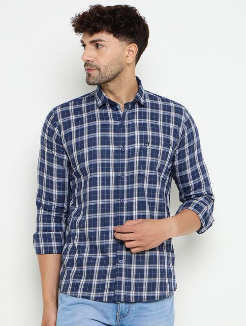 men slim fit checkered long sleeve casual shirt - 21644361 - Very Small Image - 1