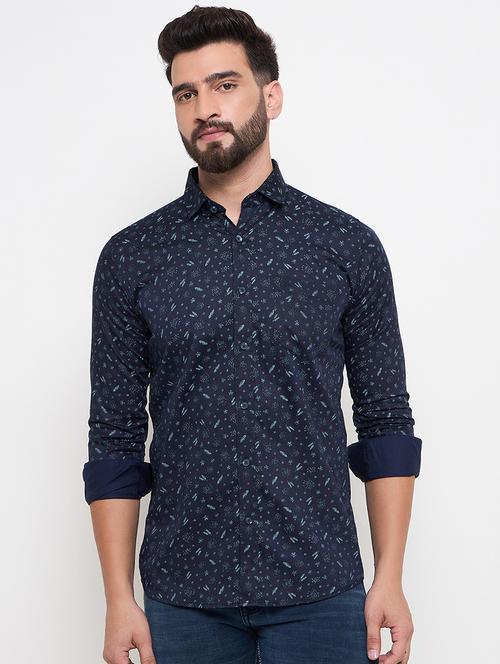 men slim fit printed long sleeve casual shirt - 21644364 - Very Small Image - 1
