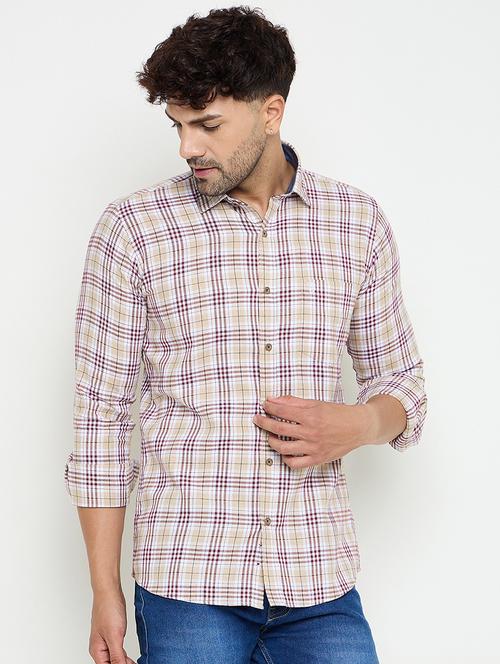 men slim fit checkered long sleeve casual shirt - 21644365 - Very Small Image - 1