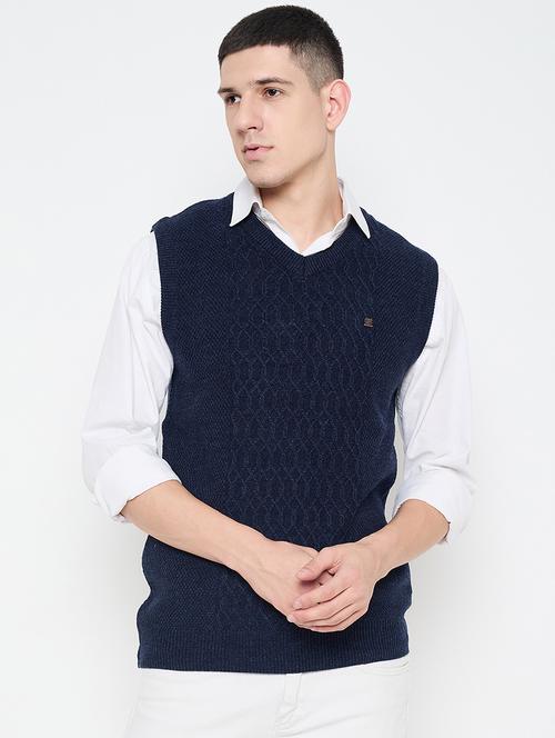 men sleeveless self design pullover - 21644372 - Very Small Image - 1