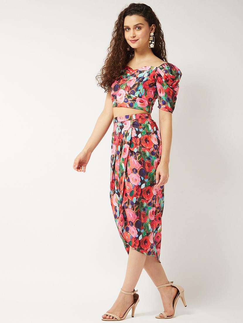 women floral printed top & skirt co-ord set - 21644496 - Standard Image - 2