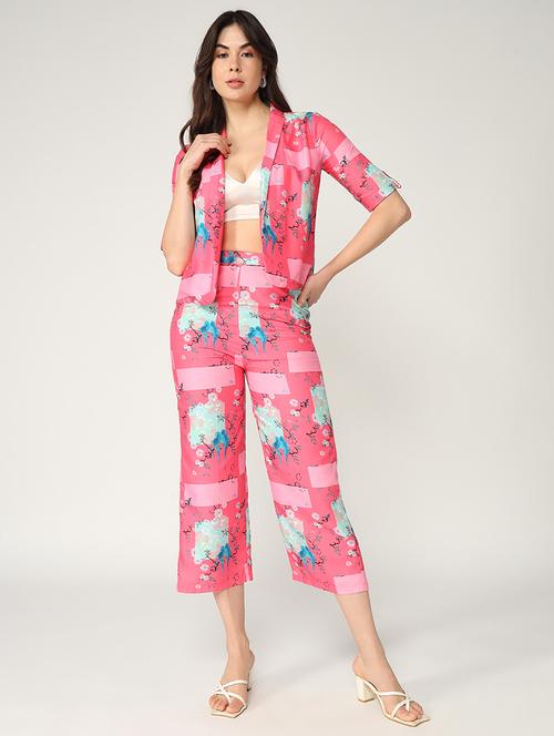 women printed top blazer and trouser co-ord set - 21644512 - Very Small Image - 1