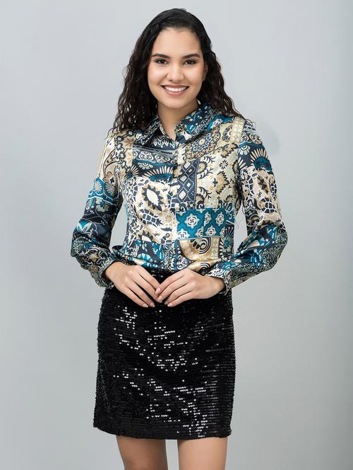 women multi color printed long sleeve shirt - 21644618 - Very Small Image - 1