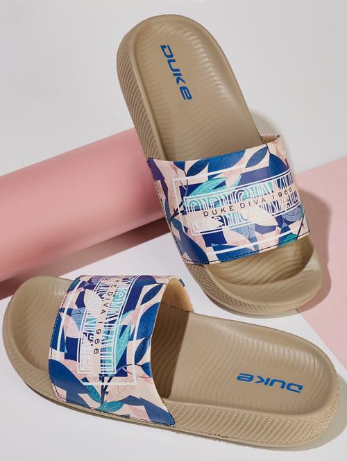 women printed comfortable slides - 21645050 - Very Small Image - 1