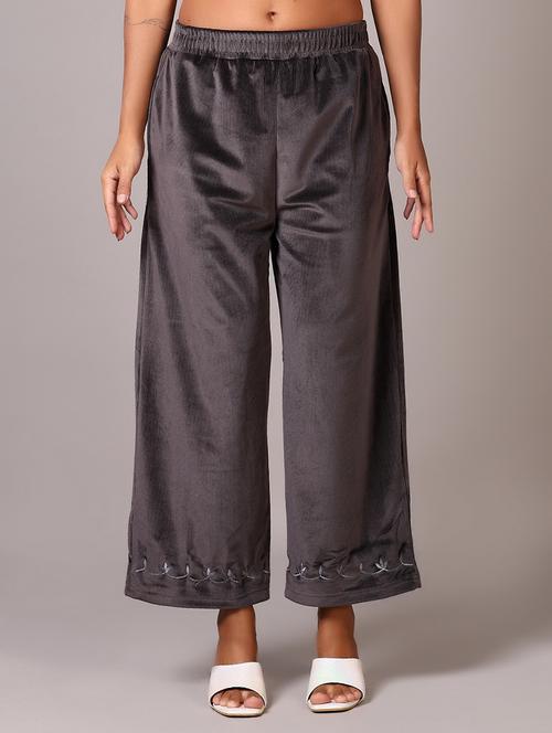 women grey embroidered palazzo - 21645106 - Very Small Image - 1