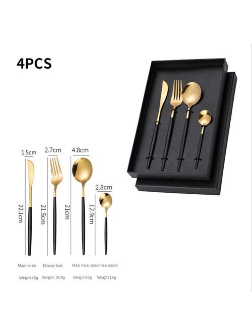 Plain Gold Stainless Steel Pack Of 4 Cutlery Set - 21645348 - Very Small Image - 1