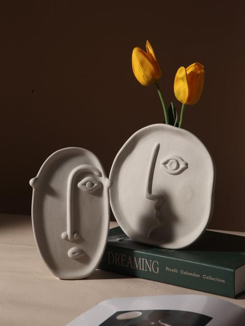 silver martini white face structured ceramic flower vase - 21645379 - Very Small Image - 1