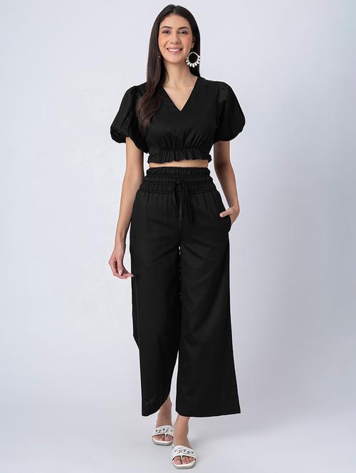 women solid top and trouser co-ord set - 21645457 - Very Small Image - 1