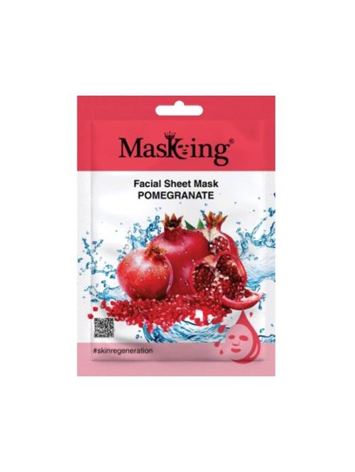 masking beauty facial sheet mask of pomegranate extract for skin regeneration for women and men, 20ml (pack of 1) - 21645479 - Very Small Image - 1