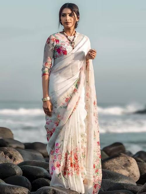 women floral printed saree with blouse - 21645531 - Very Small Image - 1